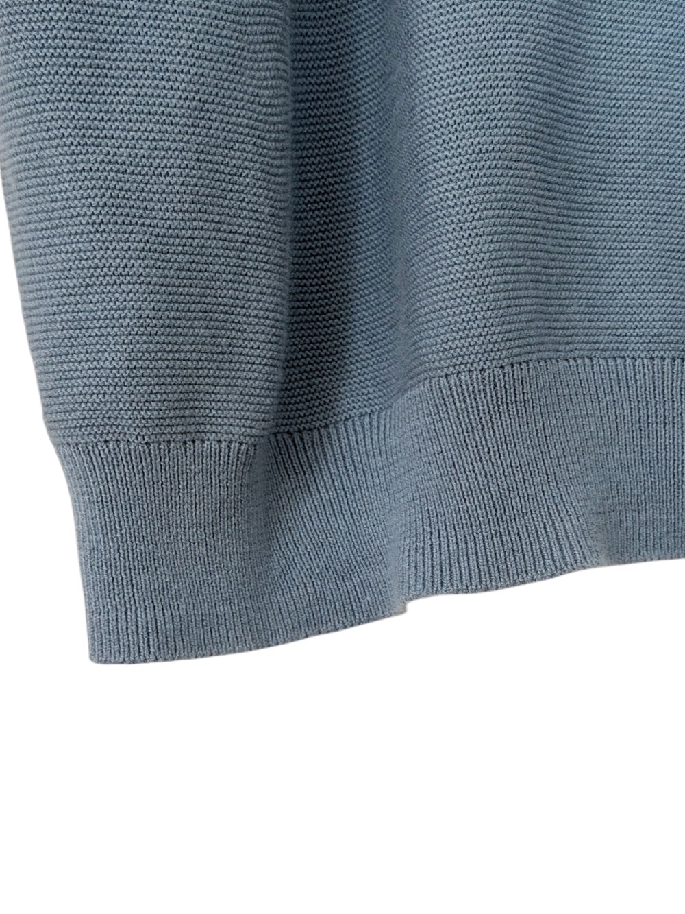 Quince Lightweight Cotton Cashmere Link Stitch Dolman Sweater in Blue Size XL - Picture 6 of 8